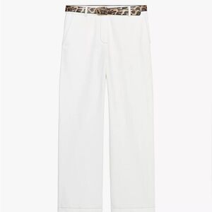 Zara White Pants with Leopard Print Belt